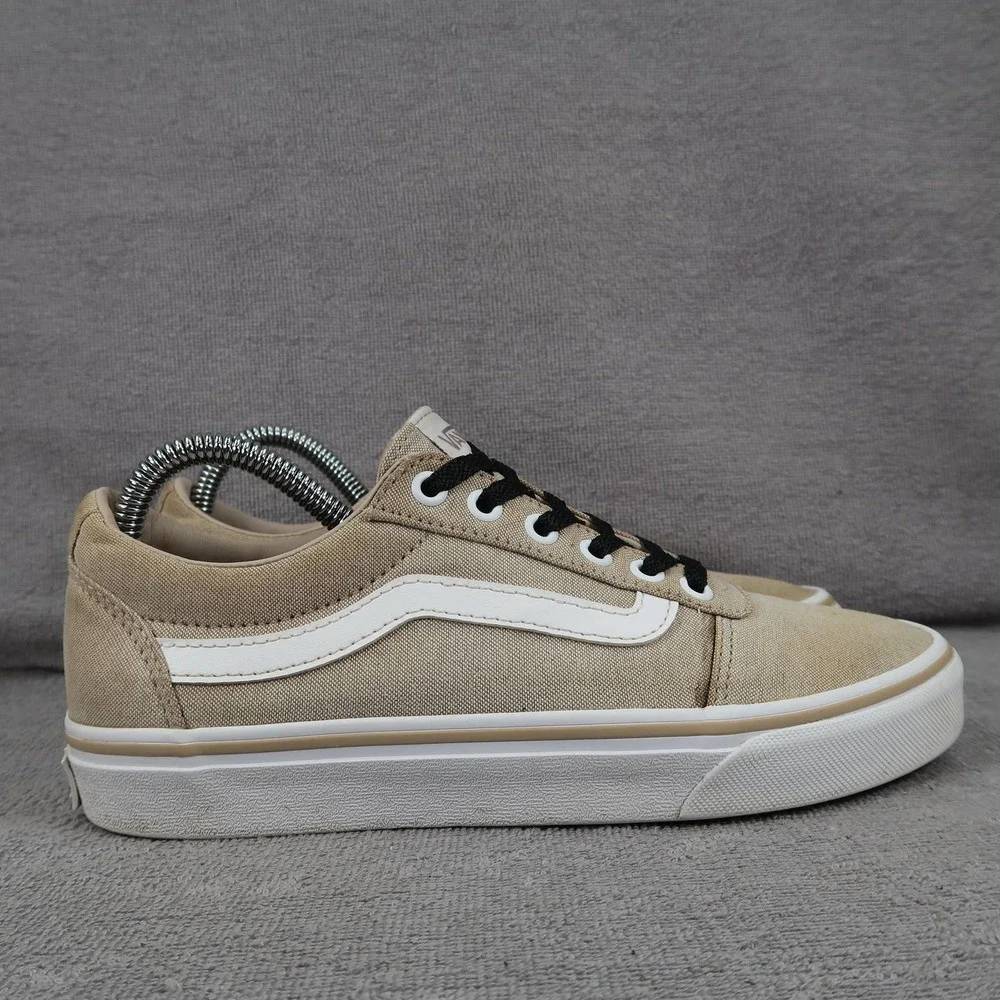 Vans Old Skool Womens 7.5 Tan Canvas Low Top Lace Up Skate Sneakers Shoes